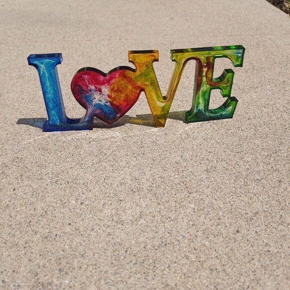 Resin LOVE Word Decor – Colorful Resin Letters – Handmade Home Accent - Picture 7 of 11